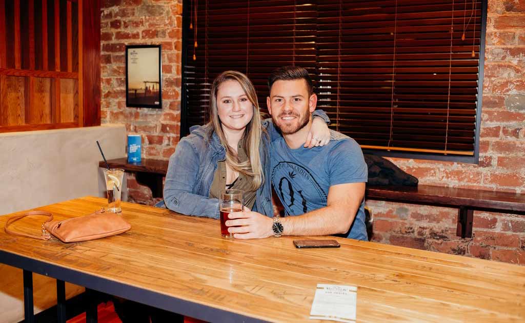 Happy couple at the Bullock Restaurant
