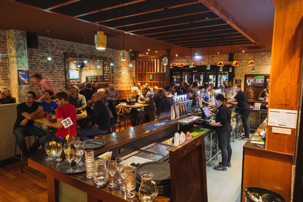 Crowded bar at Bullock Restaurant